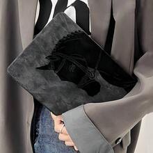 Gray Tri-Fold Flip Case With Black Horse Head Pattern. For IPad Mini 6/9.7/10.2/10.5/Air 4/Air 5/10th/10.9/Pro 11-Inch/Air 11(M2)/Pro 11(M4) (2024) And Galaxy Tab S6LITE 10.4/A7 LITE/A8/A9+/S7/S8/S9/S9FE/S10/S7+ 12.4/S8+ 12.4/S9+ 12.4/S9FE+ 12.4. Transparent Bottom Case, TPU Material, Tri-Fold Flip Leather Case With A Standable Pen Slot. - Multicolor - View 1