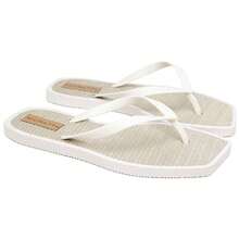 Women's Straw Flip Flops With Square Toe And Lined Briza Beach - 白色 - 查看 5