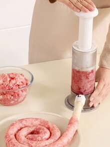 1pc Manual Sausage Stuffer Machine With 4 Different Nozzles - Handheld Sausage Filler, Home Kitchen Sausage Stuffer Tool, Durable Plastic Meat Grinder For Homemade Sausage, No-Electricity Operation, Easy To Use And Clean, 2 Colors Available - Multicolor - View 5