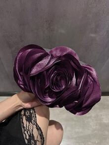 优雅浪漫紫色3D立体花卉新娘包，婚礼手包，奢华花卉晚宴包，正式派对手拿包，伴娘手提包，舞会礼服单肩包 - 紫色 - 查看 3