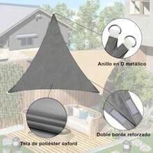 LET Toldo Vela De Sa Triangular3x3x3M Malla Parasol Impermeable con 95% De Protección UV para Patio Ecios Exteres Jardines Triangular Gris 3.6 * 3.6 * 3.6M - Gris - Ver 3