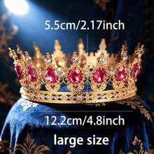 Vương miện tròn kiểu Baroque, vương miện đính đá sang trọng dành cho vua và hoàng hậu, thích hợp cho dạ hội, tiệc tùng, sinh nhật, quà tặng ngày Valentine, phụ kiện tóc cưới. - vương miện - Xem 8