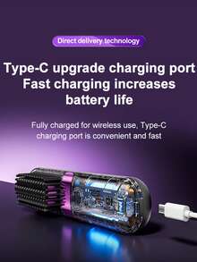 新款USB充电式直发梳，无线便携式负离子直发卷发器二合一，电池容量：1800mAh - 彩色 - 查看 4