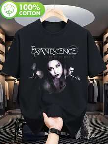 Evanescence Women's Short Sleeve Crewneck Logo Graphic Tee Casual Summer Top - Black - View 1