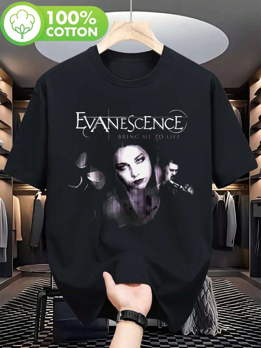 Evanescence Women's Short Sleeve Crewneck Logo Graphic Tee Casual Summer Top - Black - View 1