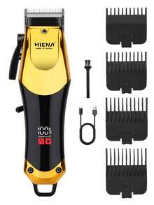 2pcs/Set Hair Clipper Combo, T9 Blade Electric Shaver, Wireless Golden Electric Hair Trimmer, LED Display, Long Lasting Battery, Helpful Home Companion - Gold - View 9