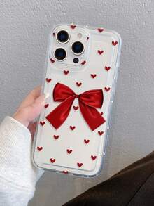 1pc Fashionable Heart & Bow Pattern Phone Case, Suitable As Holiday Gift Compatible With Samsung, Compatible With IPhone XS/XS Max/XR/11/12/13/14/14 Plus/15/15 Plus/16/16 Plus/7/8 Plus/17/17 Pro And Other Models - Multicolor - View 6