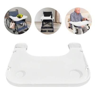 HYYKJ-US Wheelchair Table Board Wheelchair Lap Tray For Eating Reading Reading Writing For Wheelchairs Or Chairs With Armrest Spacing Of 19.5-20.5In Widely Used In Nursing Homes Retirement Centers Etc (White/Gray)