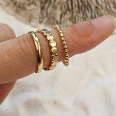 WaterProof-Dainty Ring Set Of 3, Waterproof Rings, Gift For Her, Boho Rings, Minimal Ring, Stacker Ring