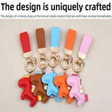 Luxury Horse-Shaped Keychain - Lucky Charm For The Year Of The Horse 2026, High-Quality Leather Couple Car Key Chain, And Adorable Cartoon Clothing Bag Pendant, Ideal As New Year Gifts, Perfect Choice For Car Keys