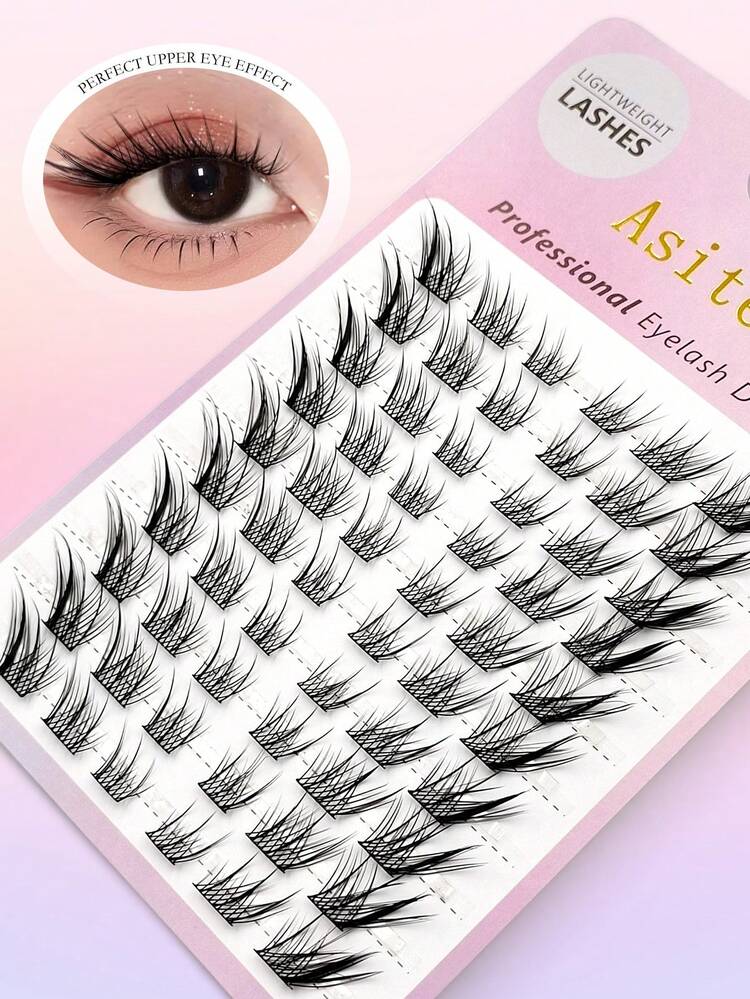 Asiteo 60片C型卷翘狐狸眼卡通风格假睫毛簇，动漫仙女睫毛嫁接，自然簇状单根睫毛 - C - 查看 5