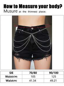 1件装女士性感银色多层流苏腰链身体饰品，适合音乐节、派对或日常佩戴 - 銀色 - 查看 6