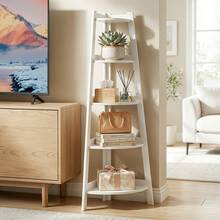 Extra Large 5-Tier Corner Bookshelf - Heavy-Duty Space-Saving Bookcase, Lightweight PP Structure, Modern White Shelf For Home Office, Living Room & Kitchen Balcony - Easy Assembly Floor-Standing Storage Organizer With Bohemian Style Design, Corner Shelves, Corner Book Shelf, Book Shelf For Living Room, Book Organizers And Storage, Bookshelf Organizer, Book Shelf Organizer, Corner Shelf Stand, Corner Furniture, Corner Shelf For Room, Corner Shelf For Living Room - 5 Layers Of White - View 4
