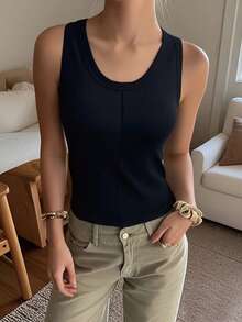 2件装女士新款无袖吊带背心，带衬垫文胸，露背运动打底衫 - 彩色 - 查看 4