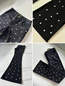 pthirillo Women's Black Flare Jeans With High-Waisted Butt-Lifting Effect And Rhinestone Detail. - 鏡子標誌 - 查看 3
