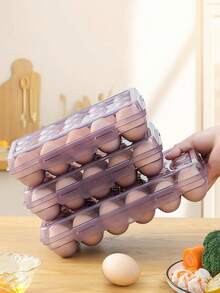 [6/12/15/18/24枚鸡蛋] 户外鸡蛋收纳盒 | 多层可堆叠鸡蛋整理器 | 深槽防碎防震隔板结构 | 加固材质，带安全锁设计 | 适用于户外露营、冰箱和橱柜 | 健康生活从鸡蛋开始 | 厨房和冰箱收纳必备（紫色）