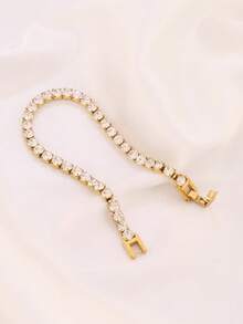 1条4毫米不锈钢网球链手链，男女皆宜的嘻哈风格，立方氧化锆水晶串珠饰品 - 手鍊 - 查看 3