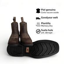 COMFORTABLE BOOTS, GENUINE LEATHER, GOODYEAR WELT RINGLE STITCHING SYSTEM, COWBOY - 紅木色 - 查看 5