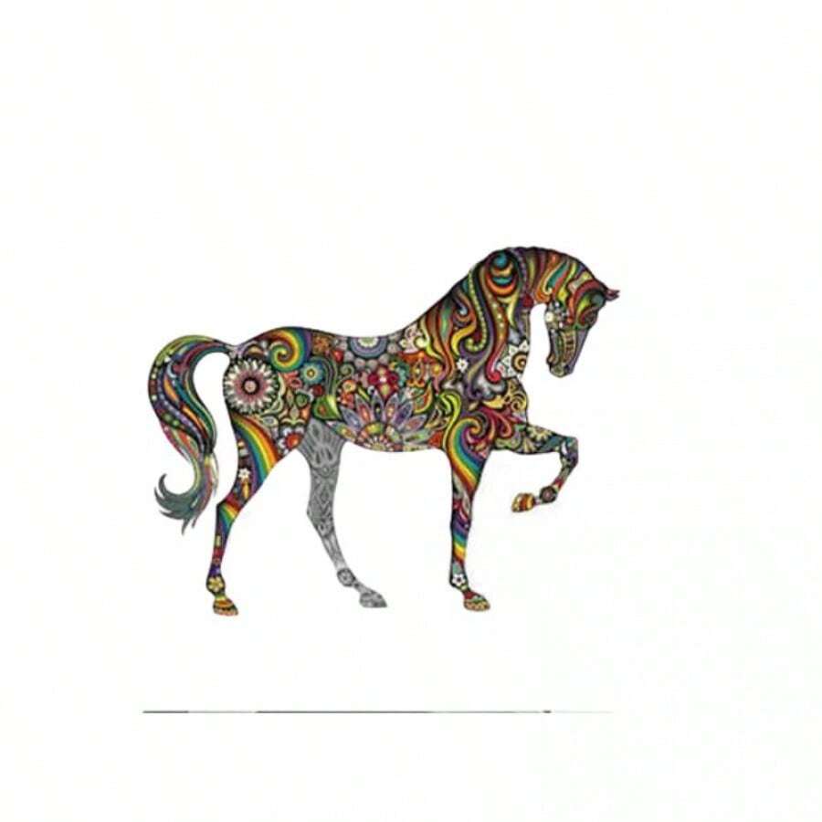 Calcomania Decorativa de Transferencia Diseño Caballo Multicolor para Auto y Moto - A - Ver 1