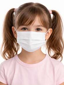 cubrebocas infantil color blanco , 50 pz - Blanco - Ver 4