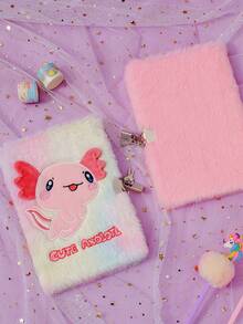 1 PC Cartoon Fish Plush Lock Notebook Student A5 Cute Diary Girl Notebook Gift Notebook - Multicolor - View 5