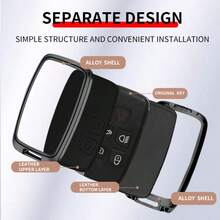 Durable Zinc Alloy & Leather Decorated Protective Case For LAND ROVER Range, Sport, Velar, Evoque, Freelander, Discovery And JAGUAR Car Remote Key Fob, Elegant Design With Keychain And 2 Screws (Car Key Not Included) - Multicolor - View 5