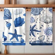 2/4 Pcs Set, Dish Towels With Shell & Starfish Print, Super Absorbent Microfiber Modern Towels For Cooking, Baking, Washing Dishes, Cleaning, Hand Towels, Tea Towels, Soft And Highly Absorbent, Kitchen Decor, Gifts For Neighbors, Moms, Birthdays, Housewarming For Friends, Kitchen Essentials, Daily Necessities - Multicolor - View 8