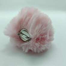 1pc Solid Color Cute Fluffy Rabbit Tail Decor, Suitable For Daily Wear - Pink - View 2