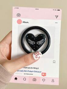 1pc Glitter Wing Folding Stand, Premium Metal Heart Shaped Magsafe Magnetic Phone Holder, Cute Magnetic Phone Stand, Portable Cartoon Phone Folding Stand - Multicolor - View 11