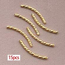 15pcs 18K Gold Tube Spacer Beads Curved Noodle & Long-Lasting Brass Twist Beads For DIY Necklace Bracelet Jewelry Making Findings - Multicolor - View 28