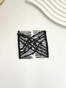 2 pezzi/set Pettine magico elastico per acconciature, fermagli per capelli versatili con perle finte e decorazione a fiocco, extension per chignon, accessori per capelli, fermagli, fermagli per capelli, moda autunnale, outfit autunnali e invernali per donna, fiocchi, accessori carini, articoli da matrimonio, accessori per capelli, accessori per la testa - Bianco e nero - Visualizzare 7