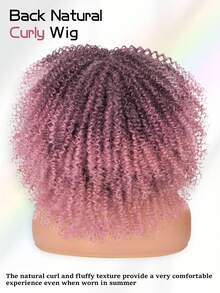 18 Inch Afro Curly Wigs For Women Afro Bomb Curly Wig With Bangs Synthetic Fiber Glueless Long Kinky Curly Hair Black - Màu hồng ombre - Xem 5