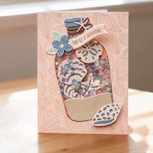 Creative Shell Cutting Mold, DIY Photo Album And Pressed Flower Template, Greeting Card Making Tool, Card Paper Cutting Handicraft, Greeting Card Template Cutting Mold - Silver - View 1