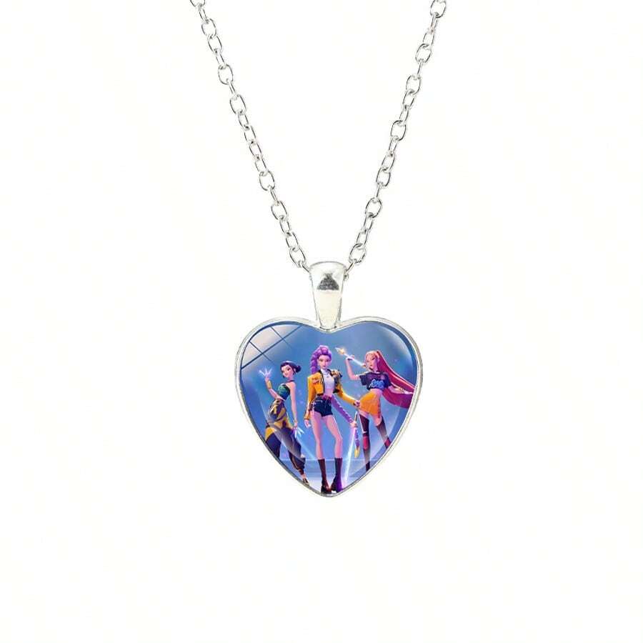 1pc Anime Witch Hunter Necklace With Glass Heart Pendant, Creative Gift For Women - Multicolor - View 1
