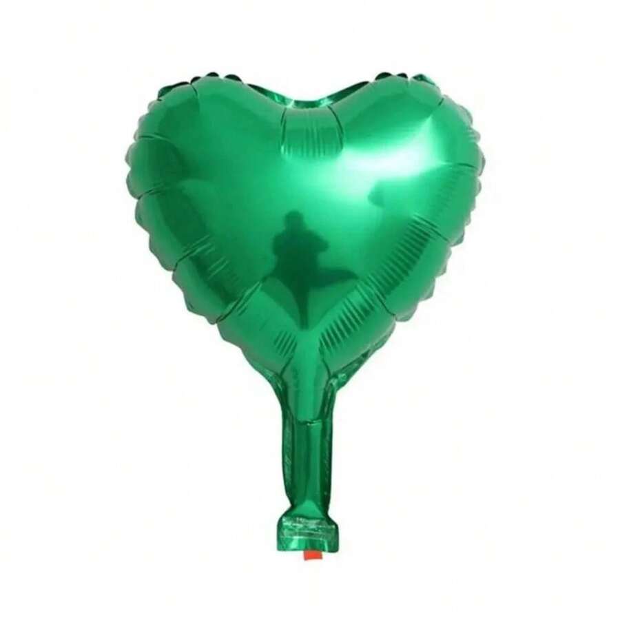 50 Mini Metallic Heart Balloons, Red, Silver, Gold, Centerpiece, 5 Inches (12cm), Party Decoration - Green - View 1