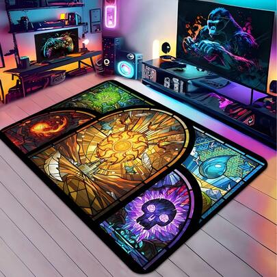 1pc Premium Velvet 850gms Gaming Mat, Non-Slip Rectangular Area Rug, Machine Washable, Lightweight For Bedroom, Living Room, Study, Indoor/Outdoor Entrance And Home Decor