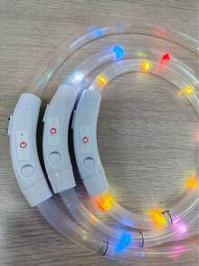 1件 LED可充電發光寵物項圈，七色光 3種照明模式，夜間可見，確保寵物能見度，節慶氛圍項圈，適合小型、中型和大型貓狗 - 彩色 - 查看 9