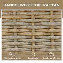 Poly Rattan Sun Lounger, Adjustable Garden Chaise Longue With Natural Khaki Cushion, 200 X 66 X 92 Cm, For Garden And Patio - Khaki - View 6