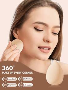 14PCS Makeup Tools Set Including:3PCS Makeup Sponges+11PCS Triangle Powder Puffs - Apricot - View 3