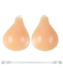 新款硅胶隐形文胸，带肩带，防滑设计，提拉丰满，专为婚纱摄影、无肩带礼服、隐形内衣、连衣裙、连体裤、旅行度假而设计 - 杏色 - 查看 9