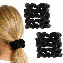 10条装纯黑色高弹棉质发带，休闲波西米亚复古派对宫廷风街头可爱涤纶纤维头饰，四季皆宜 - 10件套黑色 - 查看 4
