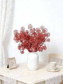 20PCS Artificial Spray Candy Shape Curly Bar Spray Branch Flash Artificial Branch Decoration, Party Decoration, Suitable For DIY Handicraft Wreath, Home Decoration Wedding Wreath Decoration Vase Filler Room Decoration Valentine's Day Gift - Red - View 7