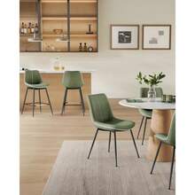 CYVASAGLE - Juego de 2 taburetes de Bar con Altura de mostrador con Espalda Respaldo ergonómico Piel sintético Patas de Metal taburetes de Bar de 24.4 Pulgadas de Alto para Cocina Isla de hogar - Y yo seré verde - Ver 7