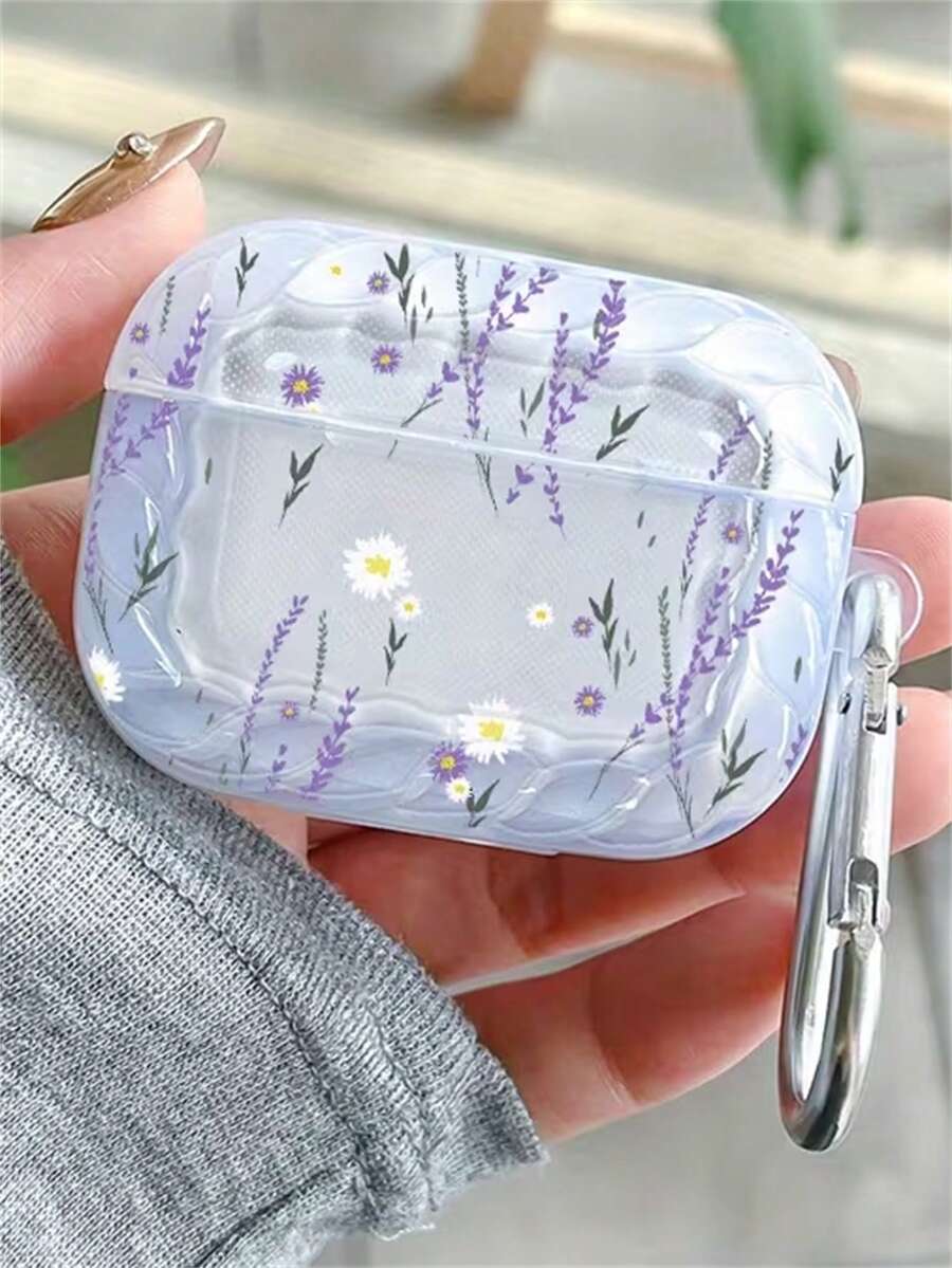 Stylish And Innovative Wave-Patterned Shock-Resistant Purple Lavender Earphone Case Compatible With AirPods 1 2 3 4 Pro 2 Pro 3 Earphone Protective Case - Lavender - View 1