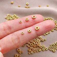 15pcs 18k Gold Plated Spacer Beads Gold Disc Beads Flat Spacers Metal Loose Bead Craft Bead For Bracelets Necklace Jewellery Making DIY Crafts 3/4/5mm - Multicolor - View 8