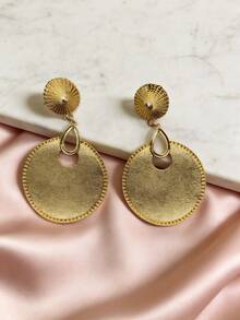 Khuyên tai nữ kiểu dáng phóng khoáng, hình học, tròn, mờ, phù hợp cho cả đi dạo phố và dự tiệc (Không kèm hộp quà) - Vàng - Xem 3