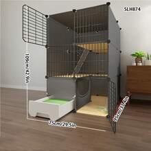 Cat Litter Box Enclosure With Cat House, Large Indoor Cat Villa With Free Space - Multicolor - View 12