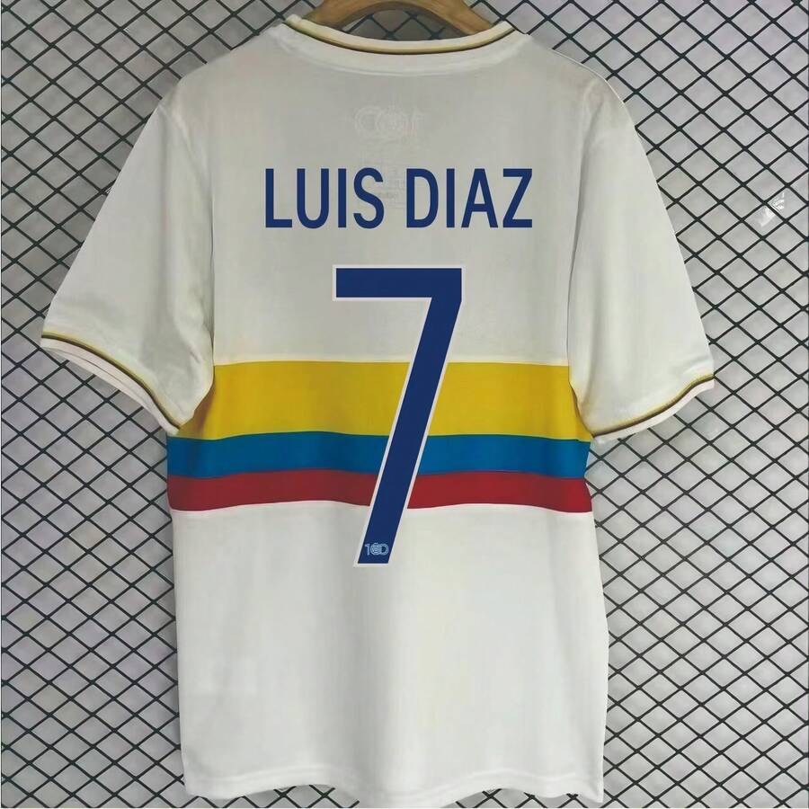Colombia 100th Anniversary Jersey,LUIS DIAZ #7 Soccer Jersey Football Shirt,Men's Foootball Jersey - trắng - Xem 1
