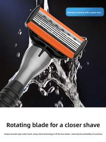 Men's Manual Safety Shaver Set, 5-Layer Manual Shaver Blades, Replaceable Safety Shaver Head, Used For Shaving, Trimming Beard And Body Hair - Orange - View 8