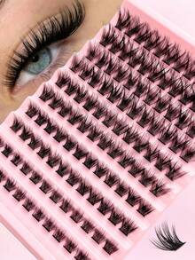 120PCS D Curl Thick Lash Clusters MIX8-16mm Wispy Natural Lashes DIY Clusters Individual False Eyelashes Kit With Brush, Beginner Friendliness, Simple To Wear, Used For Daily Makeup - D - View 2